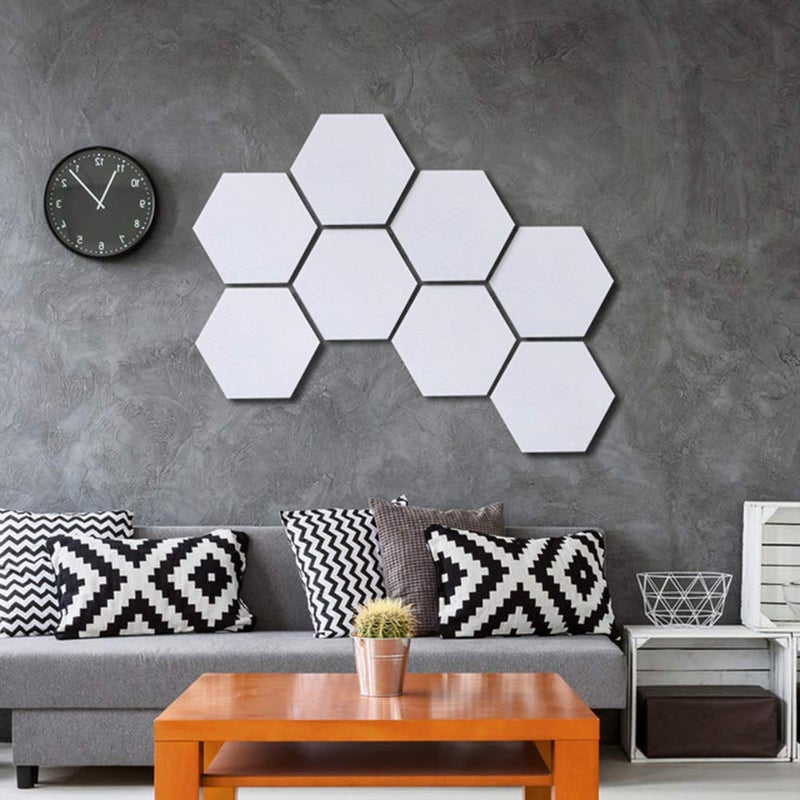 Uoisaiko Felt Hexagon Bulletin Board with 20 Push Pins, Pack of 8 Notice Boards for Home Office Kitchen, Push Pin Board Felt Wall Tiles for Photos Memos - Image 3